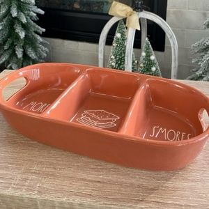 NWT Rae Dunn s’mores 3 compartment serving dish in rust